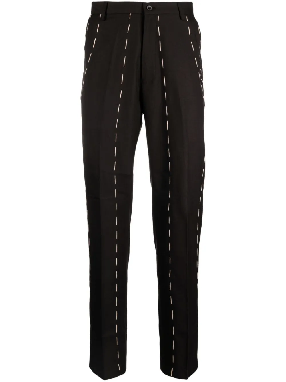 pantalone nero con cuciture a contrasto